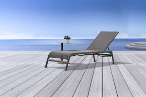 Homeroots Set Of Two 23" Taupe Metal Outdoor Chaise Lounge  Stainless Steel 372157