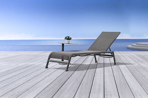 Homeroots Set Of Two 23" Taupe Metal Outdoor Chaise Lounge  Stainless Steel 372157