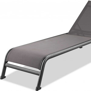 Homeroots Set Of Two 23" Taupe Metal Outdoor Chaise Lounge  Stainless Steel 372157