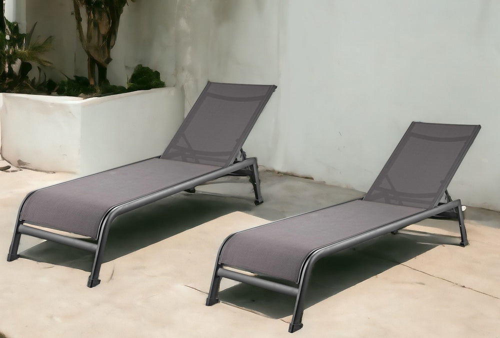 Homeroots Set Of Two 23" Taupe Metal Outdoor Chaise Lounge  Stainless Steel 372157