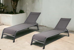 Homeroots Set Of Two 23" Taupe Metal Outdoor Chaise Lounge  Stainless Steel 372157