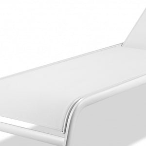 Homeroots Set Of Two 23" White And Chrome Indoor Outdoor Chaise Lounge  Metal 372158