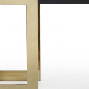 Homeroots 52" Black And Gold Glass Pedestal Console Table   372164