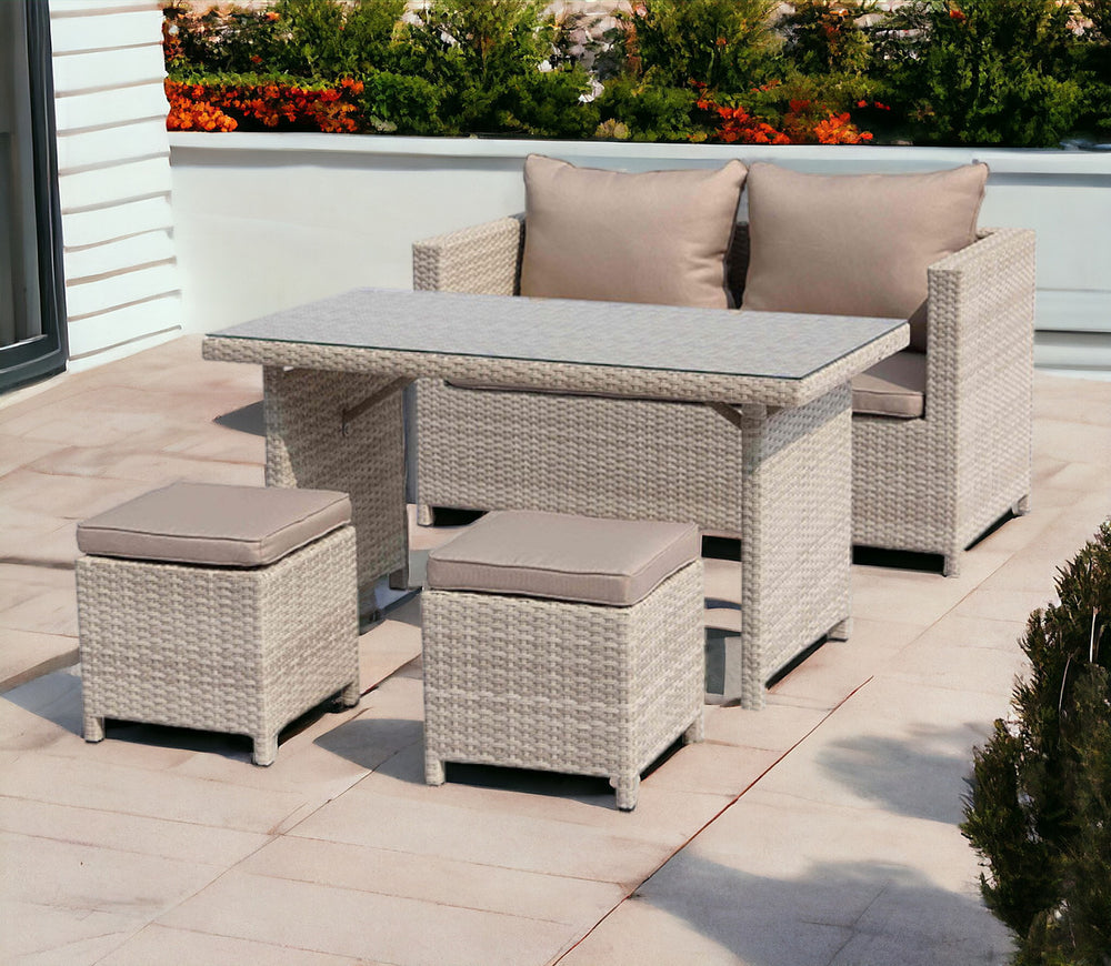 Homeroots 50" Beige Glass And Iron Coffee Table   372171