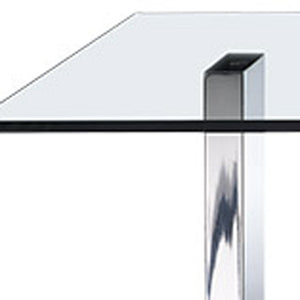 Homeroots 59" Clear And Silver Glass And Steel Coffee Table   372173