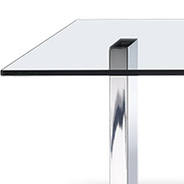 Homeroots 59" Clear And Silver Glass And Steel Coffee Table   372173