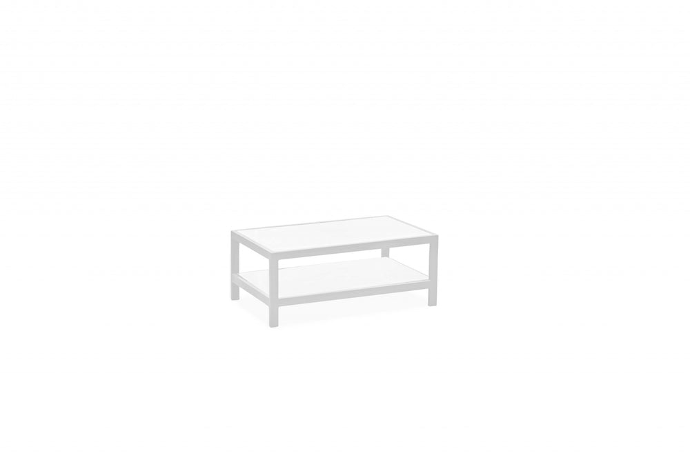 Homeroots 35" White Aluminum Coffee Table With Shelf   372176