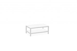 Homeroots 35" White Aluminum Coffee Table With Shelf   372176
