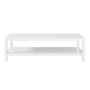 HomeRoots 35" Modern White Aluminum Coffee Table with Shelf – Sleek, Durable Design for Any Living Space! 372176