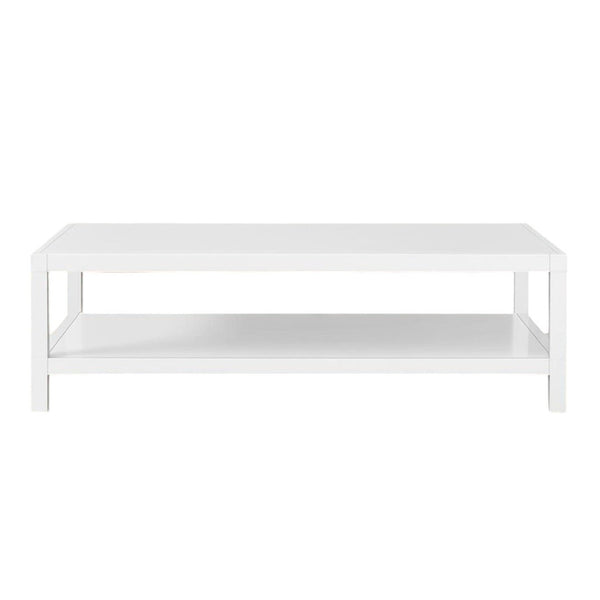HomeRoots 35" Modern White Aluminum Coffee Table with Shelf – Sleek, Durable Design for Any Living Space! 372176
