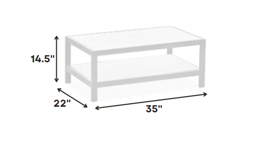 Homeroots 35" White Aluminum Coffee Table With Shelf   372176