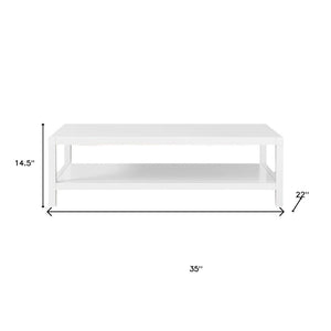 HomeRoots 35" Modern White Aluminum Coffee Table with Shelf – Sleek, Durable Design for Any Living Space! 372176