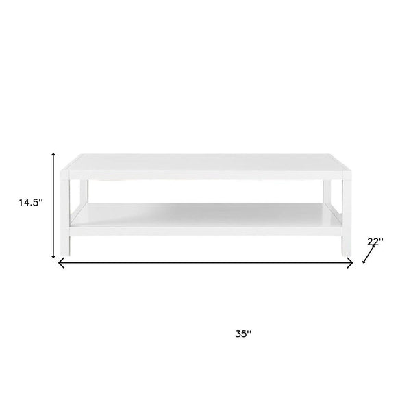 HomeRoots 35" Modern White Aluminum Coffee Table with Shelf – Sleek, Durable Design for Any Living Space! 372176