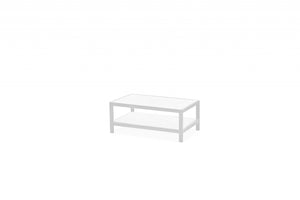 Homeroots 35" White Aluminum Coffee Table With Shelf   372176