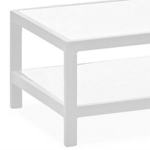 Homeroots 35" White Aluminum Coffee Table With Shelf   372176