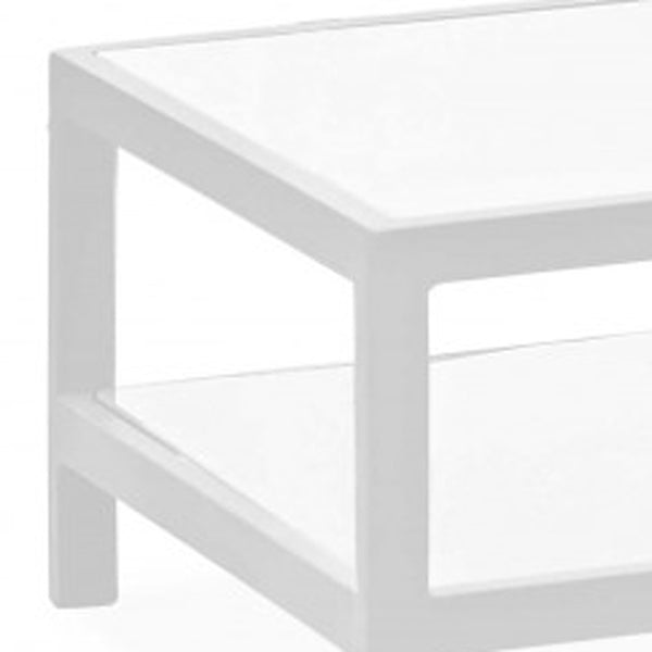 Homeroots 35" White Aluminum Coffee Table With Shelf   372176