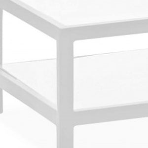 Homeroots 35" White Aluminum Coffee Table With Shelf   372176