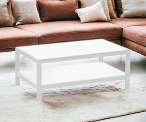 Homeroots 35" White Aluminum Coffee Table With Shelf   372176