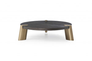 Homeroots 48 X 48 X 13 Wenge Veneer Stainless Steel Coffee Table   372180