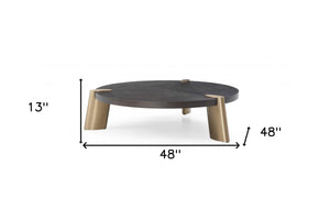 Homeroots 48 X 48 X 13 Wenge Veneer Stainless Steel Coffee Table   372180