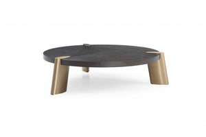 Homeroots 48 X 48 X 13 Wenge Veneer Stainless Steel Coffee Table   372180