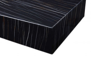 Homeroots 35" Black Genuine Marble And Brass Square Coffee Table   372181