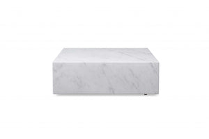 Homeroots 35" White Genuine Marble And Brass Square Coffee Table   372182