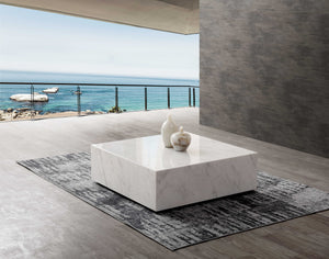 Homeroots 35" White Genuine Marble And Brass Square Coffee Table   372182