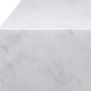 Homeroots 35" White Genuine Marble And Brass Square Coffee Table   372182