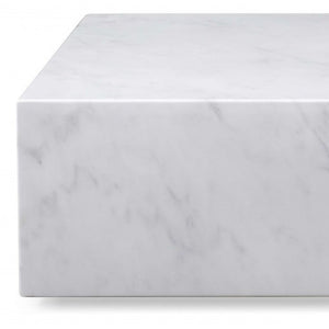 Homeroots 35" White Genuine Marble And Brass Square Coffee Table   372182