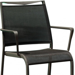 Homeroots Set Of Four Gray Metal Dining Arm Chairs  Metal 372187