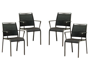 Homeroots Set Of Four Gray Metal Dining Arm Chairs  Metal 372187
