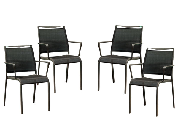 Homeroots Set Of Four Gray Metal Dining Arm Chairs  Metal 372187