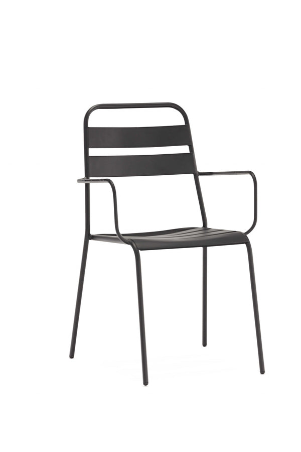 Homeroots Set Of 4 Gray Stackable Aluminum Arm Chairs  Metal 372191