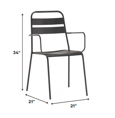 Homeroots Set Of 4 Gray Stackable Aluminum Arm Chairs  Metal 372191