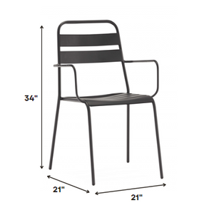 Homeroots Set Of 4 Gray Stackable Aluminum Arm Chairs  Metal 372191