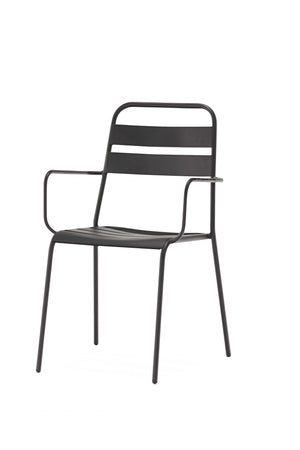 Homeroots Set Of 4 Gray Stackable Aluminum Arm Chairs  Metal 372191