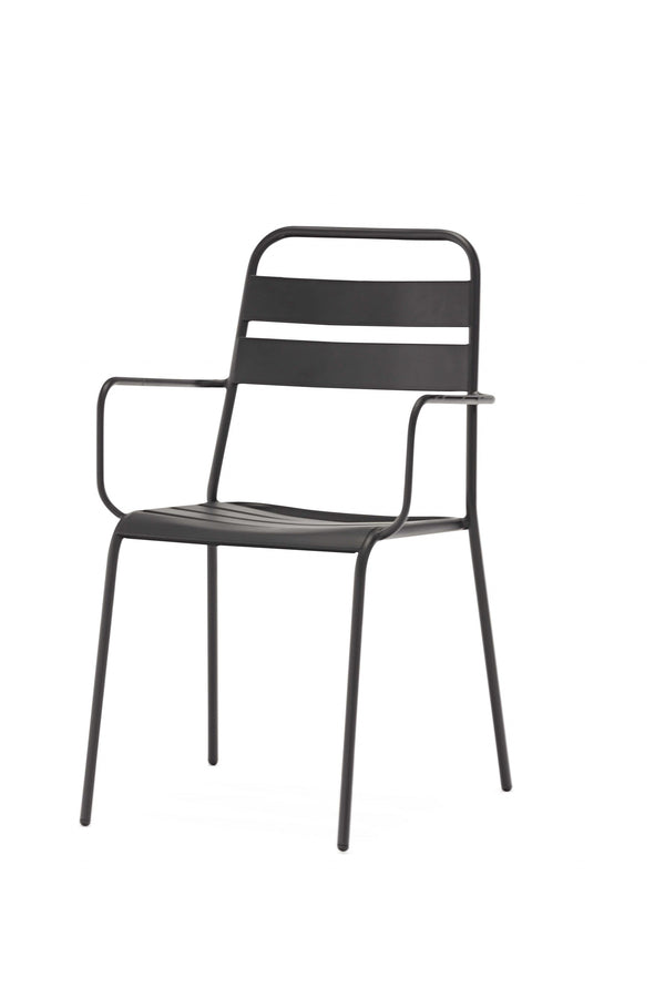 Homeroots Set Of 4 Gray Stackable Aluminum Arm Chairs  Metal 372191