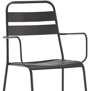 Homeroots Set Of 4 Gray Stackable Aluminum Arm Chairs  Metal 372191