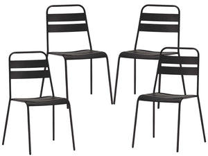 Homeroots Set Of Four Gray Metal Dining Side Chairs  Metal 372193