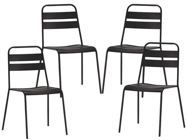 Homeroots Set Of Four Gray Metal Dining Side Chairs  Metal 372193