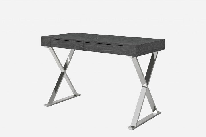 Homeroots 47 Grey Stainless Steel Desk - Stylish 47" Writing Desk For Home Office, Elegant & Durable Design   372196