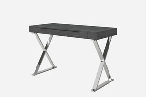 Homeroots 47 Grey Stainless Steel Desk - Stylish 47" Writing Desk For Home Office, Elegant & Durable Design   372196
