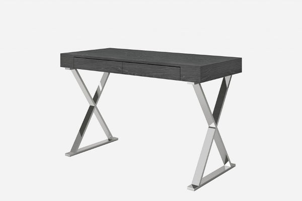 Homeroots 47 Grey Stainless Steel Desk - Stylish 47" Writing Desk For Home Office, Elegant & Durable Design   372196