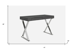 Homeroots 47 Grey Stainless Steel Desk - Stylish 47" Writing Desk For Home Office, Elegant & Durable Design   372196