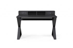 Homeroots 51" Black Solid Wood Writing Desk With Two Drawers   372198