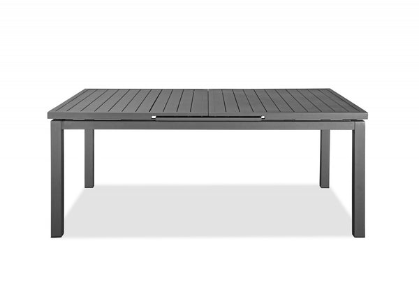 Homeroots 71" Gray Aluminum Extendable Outdoor Dining Table  Aluminum 372202