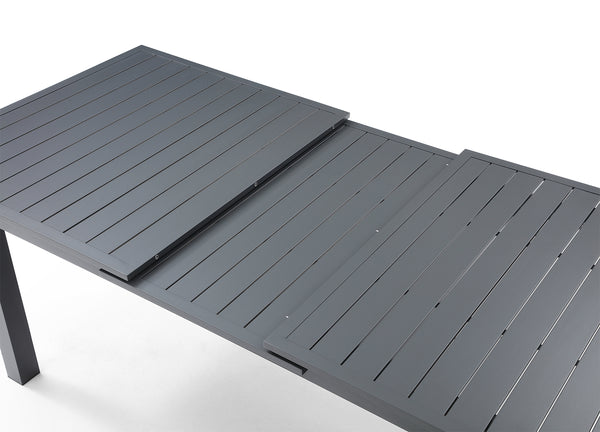 Homeroots 71" Gray Aluminum Extendable Outdoor Dining Table  Aluminum 372202