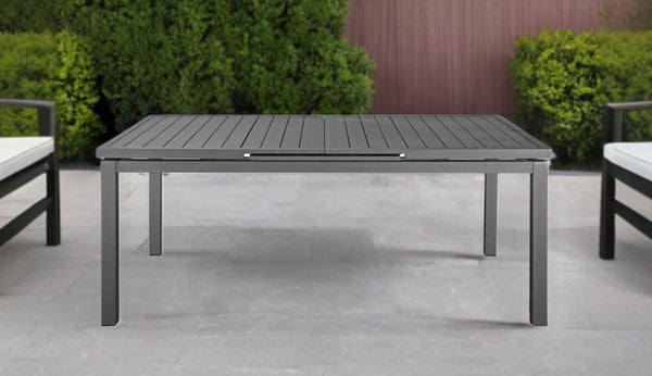Homeroots 71" Gray Aluminum Extendable Outdoor Dining Table  Aluminum 372202