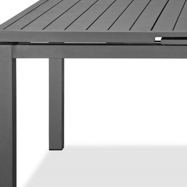 Homeroots 71" Gray Aluminum Extendable Outdoor Dining Table  Aluminum 372202